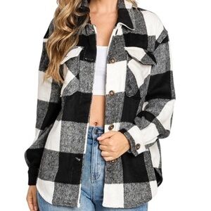 Love Tree Oversized Plaid Shacket Jacket – Cozy Streetwear Layer – Size Large